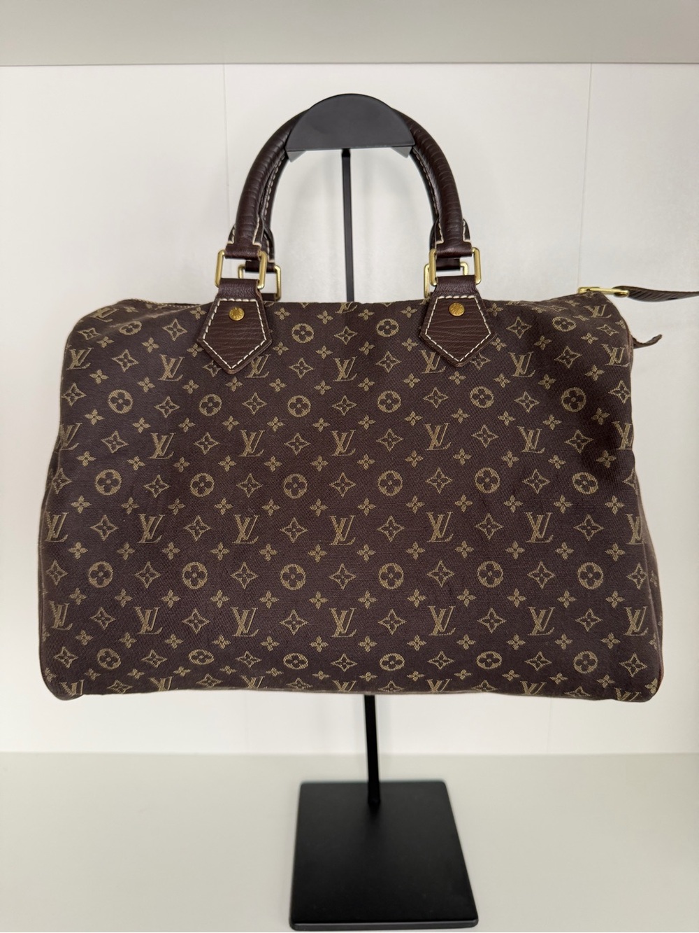 Louis Vuitton Brown Monogram Mini Lin 30 Canvas Satchel with Gold Hardware
